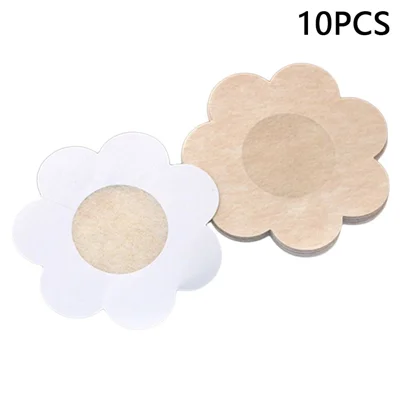 10Pcs Disposable Non-Woven Nipple Cover Women Summer Breathable Invisible Breast Covers - Flower Shape
