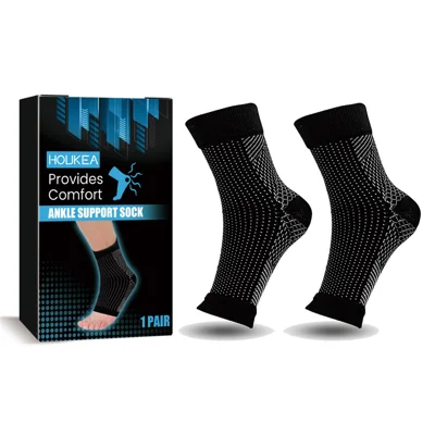 HOUKEA HKA06-A046-1-BK1 1 Pair Plantar Support Socks Outdoor Sports Cycling Fitness Anti-Slip Foot Guard Elastic Socks