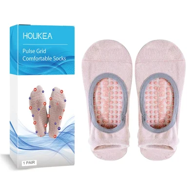 HOUKEA HKB05-A008-1-BU1 1 Pair Yoga Socks Foot Massage Elastic Breathable Non-Slip Fitness Sports Socks