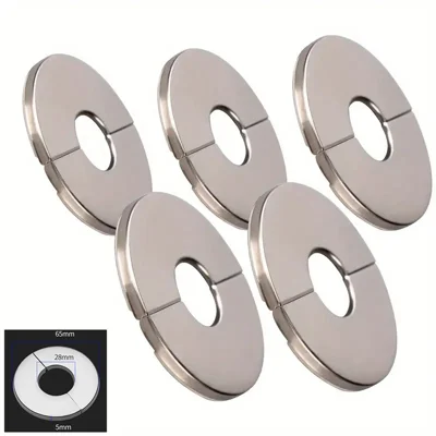 5Pcs Stainless Steel Round Wall Hole Flange Decor Cover Self-Adhesive Faucet Decorative Cover Plate - Inner Diameter 28mm