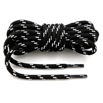 1 Pair 160cm Martin Boots Hiking Shoe Laces Round Wear-Resistant Polyester Shoelace Rope - Black+White