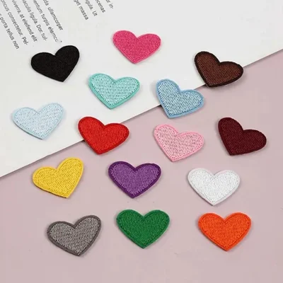 15Pcs Colorful Love Hearts Iron On Embroidered Patch Clothing Bag DIY Badge Sticker Set