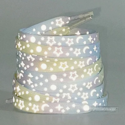 120cm Reflective Shoelaces for Sneakers Canvas Shoes Basketball Shoes Laces - Yellow Blue Star
