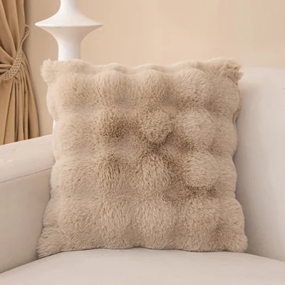 30 x 50cm Autumn Winter Thick Faux Fur Sofa Pillowcase Waist Cushion Cover - Light Coffee