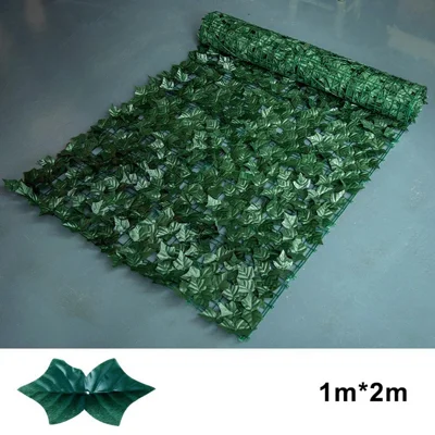1 x 2m Dark Sweet Potato Leaf Artificial Hedge Privacy Screen Faux Leaf Fence Garden Yard Barrier Decor