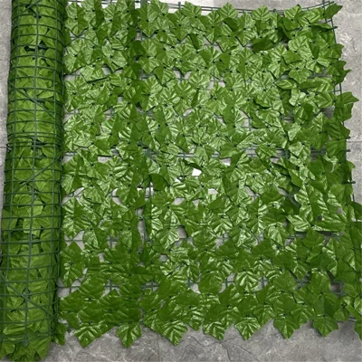 0.5m x 3m Light-Colored Faux Grape Leaf Artificial Hedge Fence Panel Garden Yard Plant Barrier