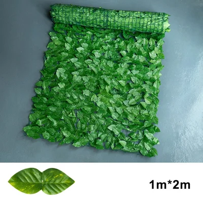 1 x 2m Faux Apple Leaf Artificial Hedge Privacy Screen Fence Panel Realistic Green Plant Barrier