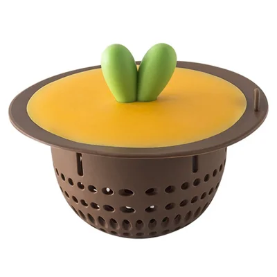 Carrot Shaped Silicone Sink Strainer Kitchen Drain Filter Basket Vegetable Washing Anti Clog for Home - Dark Brown