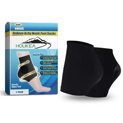 HOUKEA HK-A07-0003-01 Foot Care Socks for Men Women Achy Heels Plantar Fasciitis Relief Socks