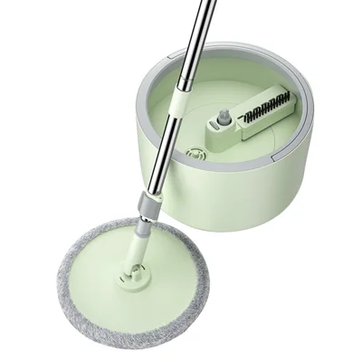Spin Mop and Bucket Set Hands-Free Washing Floor Mops with 5 Microfiber Mop Pads Replacement - Green
