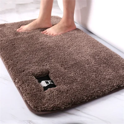 50x80cm Plush Bathroom Rug Thick Water Absorbent Non-Slip Doormat Bedroom Entrance Floor Mat - Tan