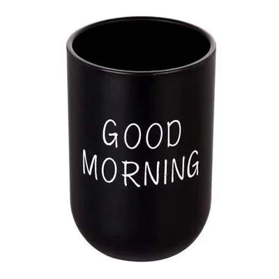 330ml Japanese Style Letters Design PP Toothbrush Holder Container Bathroom Rinse Cup - Black