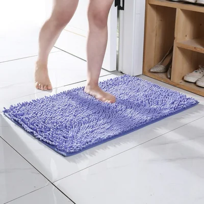 Bathroom Rug Mat 60x90cm Absorbent Water Bath Rug Non Slip Washable Chenille Shower Mat - Light Purple