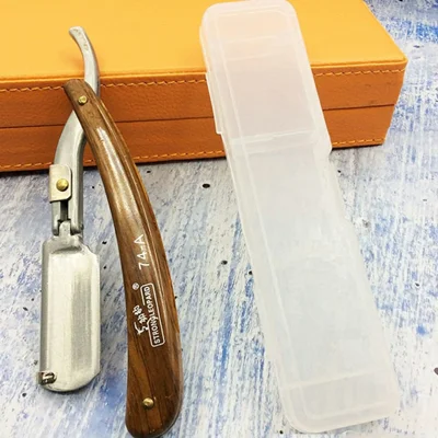Men's Manual Hair Cutting Razor Folding Handle Barber Shaver Face Trimmer - Wood Grain Handle