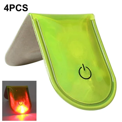 4Pcs LED Magnetic Clip Lights Safety Warning Flashers for Night Running Camping Outdoor Activities - Fluorescent Green