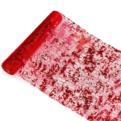 28 x 275cm Gold Foil Mesh Table Runner Material Luxury Tablecloth for Party Wedding Decoration - Red
