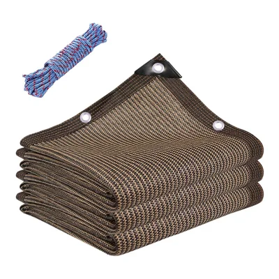 3 x 3m 120g HDPE Buitentuin Schaduwdoek UV-bescherming Zonnetent Zonwerend Netwerkdekzeil met Touw