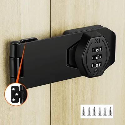 Cabinet Door Password Lock 3 Holes 4 Inch Screw Installation Anti Theft Keyless Security Drawer Lock - Black