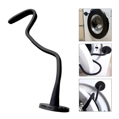 Front-Loading Washing Machine Door Prop Tool Aluminum + Silicone Keep Washer Dryer Door Open Accessory - Black