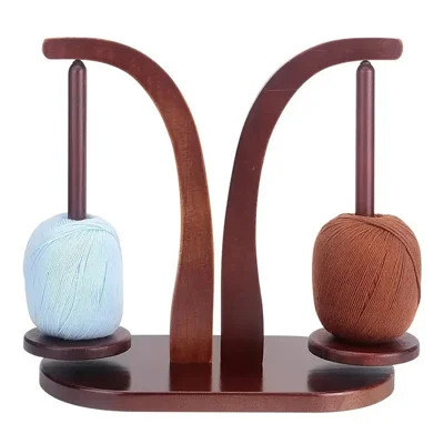 Double Yarn Ball Holder Rotating Storage Rack Spinning Shelf Magnetic Thread Spool Wool Spinner - Retro Color