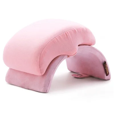 Foldable Memory Foam Nap Pillow for Office Desk Portable Ergonomic Arch Support Arm Rest Cushion, Size L - Pink