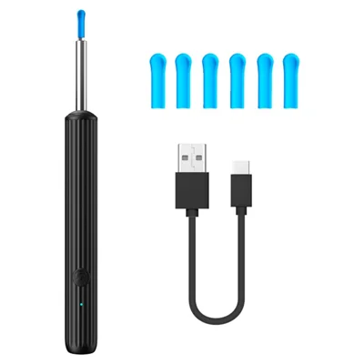 Visual Ear Cleaning Endoscope with LED Light Earwax Removal Tool Kit, Standard Version - Black