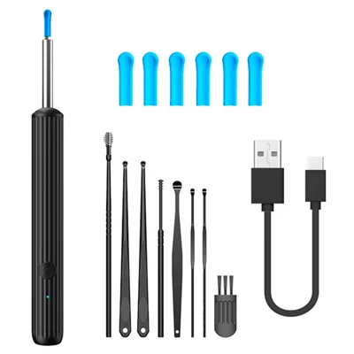 Visual Ear Cleaning Endoscope with LED Light Earwax Removal Tool Kit, Upgraded Version - Black