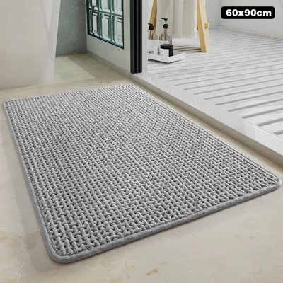 60 x 90cm Chenille Bath Mat Water Absorbent Non Slip Bathroom Rug for Doorway Entrance - Grey