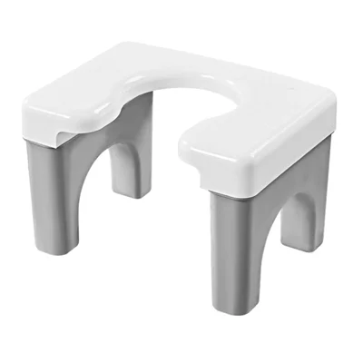 Portable Toilet Chair for Adults Foldable Commode Seat Anti Slip Plastic Bathroom Safety Aid - Grey
