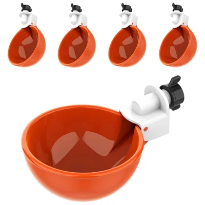 5Pcs Poultry Automatic Waterer Chicken Drinking Bowl Plastic Water Dispenser Gift for Pigeons Hens - Orange