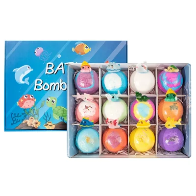 12Pcs 60g Ocean Toy Shower Bombs for Kids Bathing Stress Relief Aroma Therapy Spa Salt Ball