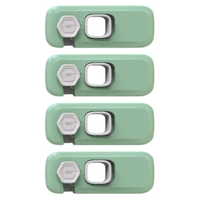 4 st barnsäkerhetslås för skåp, lådor, kylskåp, anti-knip barnsäkring, möbellås - Grön
