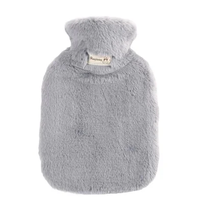 2000ML Refillable Hot Water Bag Winter Thicken Fluffy Hand Feet Warmer Water Bottle - Light Grey