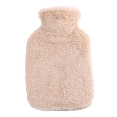 2000ML Fluffy Cover Hot Water Bag Winter Hand Feet Warmer Refillable Water Bottle - Light Coffee