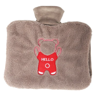 1500ML Refillable Hot Water Bottle for Belly / Hands / Feet Winter Hand Warmer with Cartoon Bear Removable Cover - Coffee