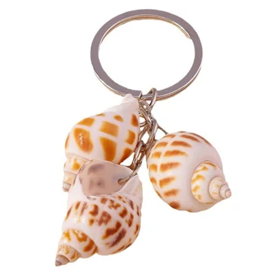 Creative Conch Shell Backpack Key Ring Hanging Ornament Beach Seashell Pendant Keychain