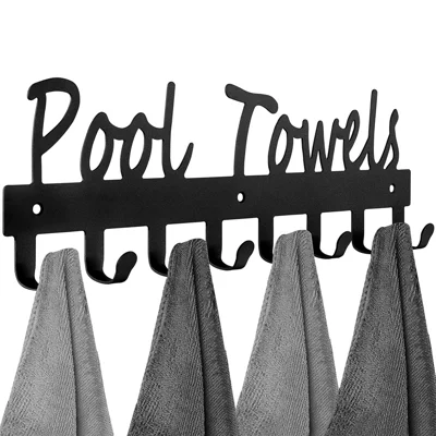 Towel Rack with 8 Hooks Wall Mounted Hanger for Bathroom Pool Shower Clothes Towels Keys Storage