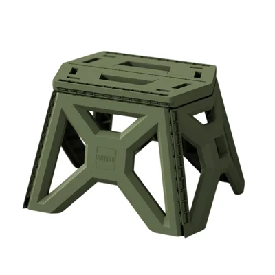 Small Size Folding Stool Portable Plastic Chair Lightweight Camping Fishing Seat for Adults Children - Green