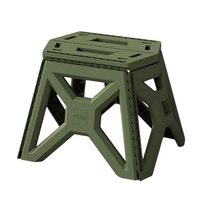 Large Size Folding Stool Portable Plastic Chair Lightweight Camping Fishing Seat for Adults Children - Green