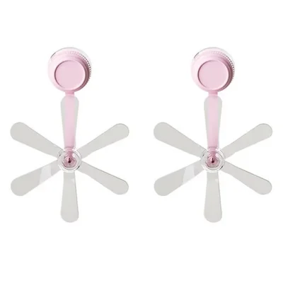 2Pcs Air Conditioner Wind Deflector Fan Adjustable Direction Suction Cup Mount AC Unit Wind Guide Fan - Pink Hook / Clear Fan
