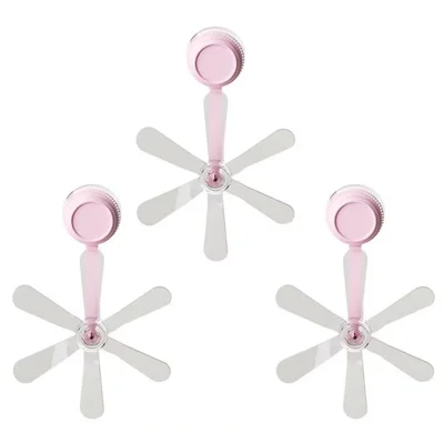 3Pcs Air Conditioner Wind Deflector Fan Adjustable Direction Suction Cup Mount AC Unit Wind Guide Fan - Pink Hook / Clear Fan