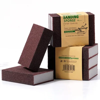 3Pcs Kitchen Cleaning Sponge Silicon Carbide Rust Removal Scrubber Block for Pots Pans Sinks Tiles - Brown