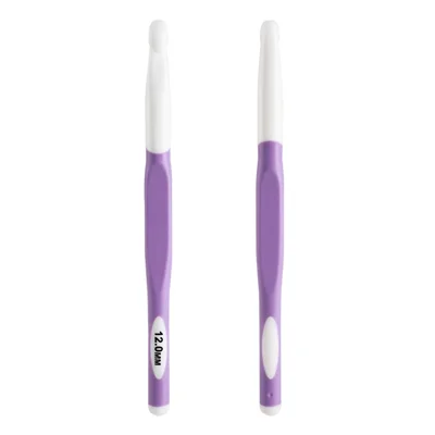 CH138-2 1Pc 12mm Soft TPR Handle Knitting Needle Yarn Crochet Needle Weaving Crochet Hook Needles DIY Craft Tool - Purple
