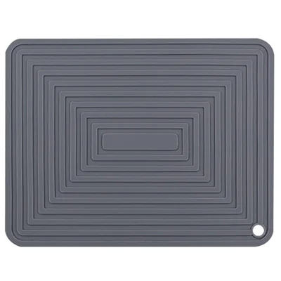 Ripple Design Silicone Draining Mat Kitchen Heat Resistant Pad Countertop Protector, 29x23cm - Grey
