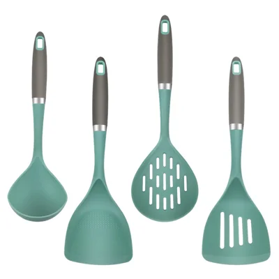 4Pcs / Set Silicone Kitchen Utensils Spatula Ladle Non-Stick Pan Cooking Tools (BPA Free, FDA Certified)