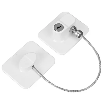 FQ3 Multifunction Child Safety Lock for Window Door Refrigerator Cabinet 3mm Steel Cable Lock - White Square