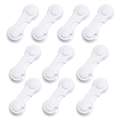 10Pcs Baby Child Safety Drawer Lock Refrigerator Cabinet Anti Pinch ABS Protective Latch - White