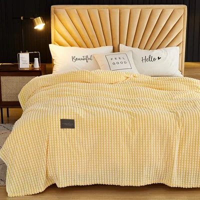 200 x 230cm Ultra Soft Milk Velvet Throw Blanket for Nap Solid Color Office Sofa Cover - Lemon Yellow