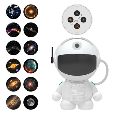 HT-FO5 Astronaut Galaxy Projector Natlampe til soveværelse Stjernehimmel Atmosfærelampe med 3 Filmplader