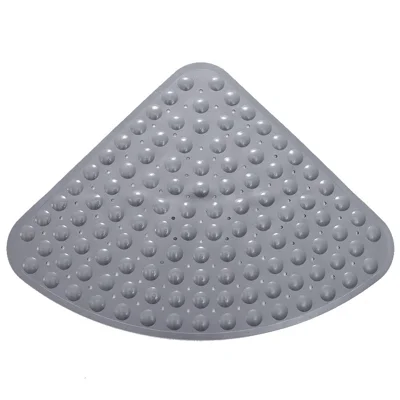 54 x 54cm Fan Shape PVC Shower Mat for Bathroom Anti Slip Suction Cup Massage Floor Mat - Grey